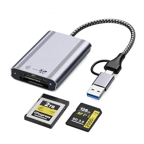 Image of 2-in-1 CFexpress Type B & SD Card Reader, 10Gbps USB 3.2 Gen 2, Aluminum USB-A/USB-C Adapter for Camera Memory Cards, Fast Data Transfer for Windows/Mac/Linux/Android Devices, Supports Up to 2TB