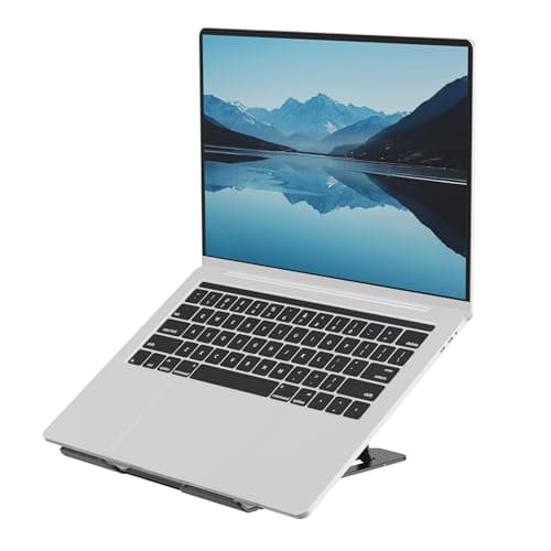 Image of Fellowes Alumia™ Portable Laptop Stand – Black – Height and Angle Adjustable Metal Laptop Riser, Ergonomic and Foldable Design for Home, Office or Hybrid Working, Made from Recycled Materials