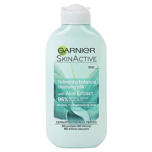 Image of Garnier SkinActive Hydrating Aloe Vera Cleansing Milk, 96% Natural Origin Ingredients, Gently Removes Makeup and Impurities for Hydrated and Refreshed Skin, 200ml