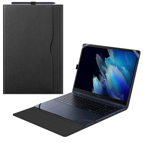 Image of Fintie Sleeve Case for 15.6" Samsung Galaxy Book2 Pro 360 & Book Pro - Premium PU Leather Portfolio Book Cover, Black