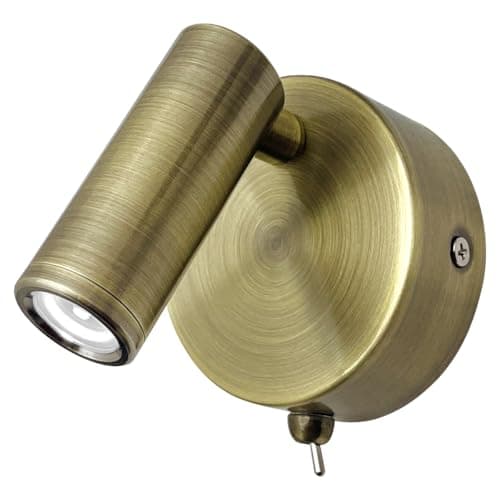 Image of Long Life Lamp Company Adjustable Antique Brass Wall Mounted Bedside Light Switched Cool White BW14
