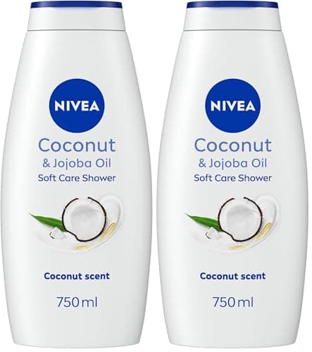 Image of NIVEA Coconut & Jojoba Oil Shower Cream (750ml), Moisturising Body Wash with Coconut and Jojoba Oil, Luxurious Shower Gel for Women, for Soft and Supple Skin (Pack of 2)