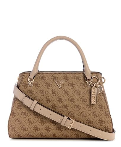 Image of GUESS Women's Noelle Ii Luxury Satchel, Crossbody, Latte Logo, One Size