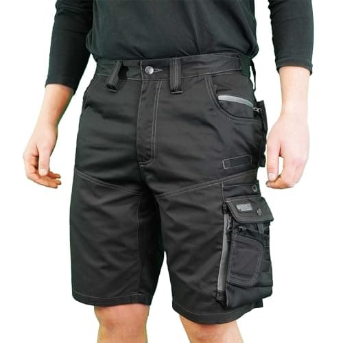 Image of Tool Monkey Apache ATS Cargo Work Shorts with Comfort Stretch Waist (UK, Waist, 36, Regular, Regular, Black)