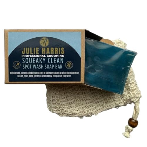 Image of Squeaky Clean Spot Wash Soap Bar & Sisal Bag | 100g | Developed By Professional Groomer Julie Harris | Vegan | Deep Cleaning | Fresh Lime Fragrance