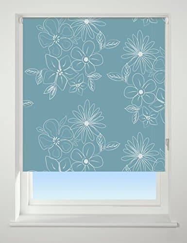 Image of UNIVERSAL Floral Cluster Patterned Thermal Blackout Roller Blind, Teal, W150cm