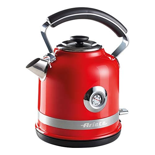 Image of Ariete 2854R Moderna Cordless Electric Kettle, Stainless Steel Body, 1.7 Litre Capacity, 3000 Watt, Visible Water Level, Removable Filter, Auto Shut Off, Red