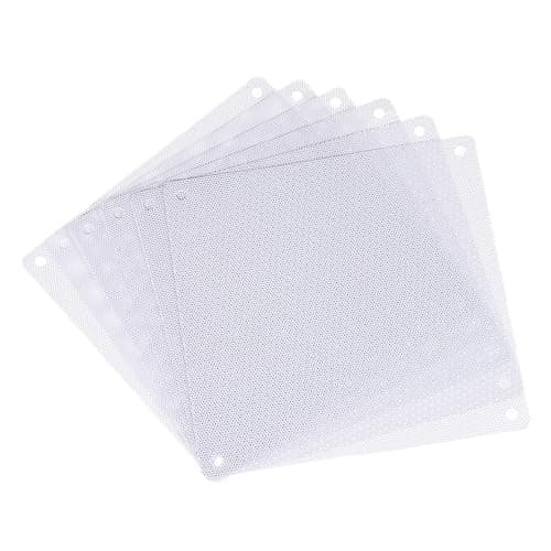 Image of sourcing map 6PCS PC Dust Filter, 140x140mm PVC Computer Case Cooler Dustproof Mesh Cover Fan Grills for Computer Chassis Speakers, White
