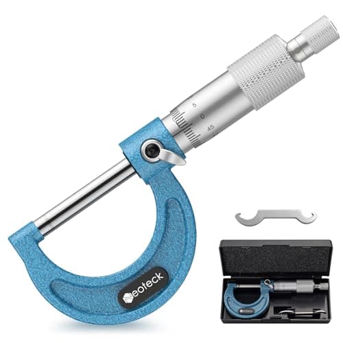 Image of Neoteck Mechanical Outside Micrometer 0-25mm with Carbide-Tipped Anvils | Precision Tool for Engineers, Mechanics & DIY | Satin Chrome Finish, Ratchet Stop, Protective Case