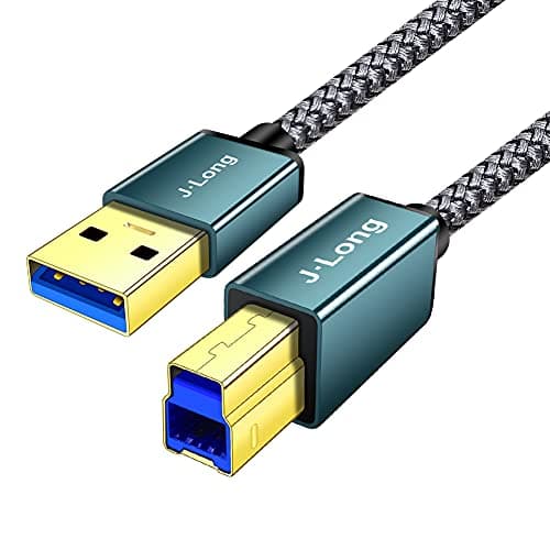 Image of J·LONG USB 3.0 A Male to B Male Cable 3M, Superspeed Braided USB 3.0 Type A to B Cable Compatible with Printers,Docking Station,External Hard Drivers,Scanner, Hub and More Devices (3m/10ft)