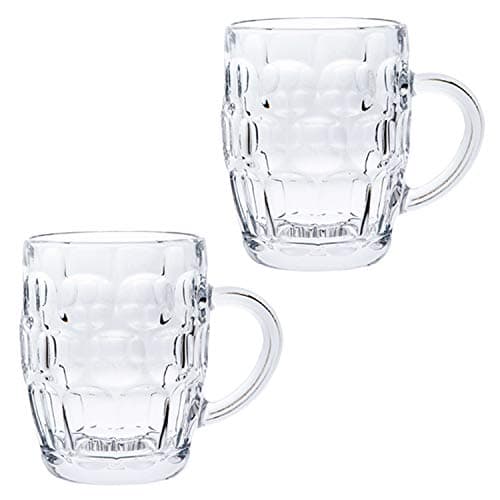 Image of Classic Beer Pint Style Mugs Glass Pot Old Pub Bar Style Tankard Handle Stein Dimple (2)