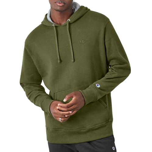 Image of Champion Men's Powerblend Hooded Sweatshirt, Cargo Olive Champion C, S UK