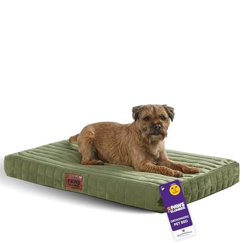 Image of Slumberdown Orthopedic Dog Bed Medium - Supportive, Cushioned & Washable Crate Mattress for Dogs & Cats | UK-Made, Joint & Pressure Relief, Edge-to-Edge Support, Green