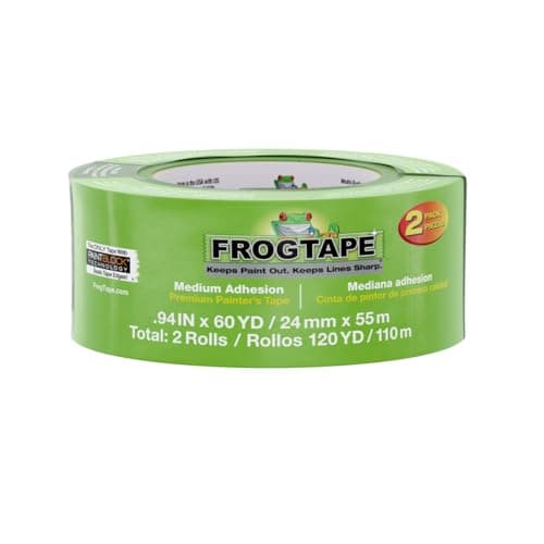 Image of Frog Tape Multi-Surface Masking Tape for Painting 24mm x 55m, Decorators Tape, Painters Masking Tape for Indoor Painting & Decorating - Pack of 2