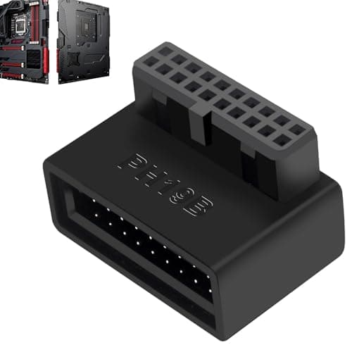 Image of USB Motherboard Cable Adapter - 90 Degree Extension Adapter For USB 3.0, Internal 19 Pin/20 Pin Header For Panel Connector, High Speed USB Motherboard Adapter