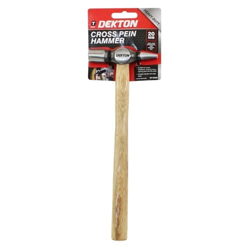 Image of Dekton 20mm Cross Pein Hammer With Wooden Handle-Precision Tool For Metalworking & Construction| Durable Forged Steel| Ergonomic Wooden Grip|Ideal For Blacksmithing, Automotive Work, Heavy-duty Hammer