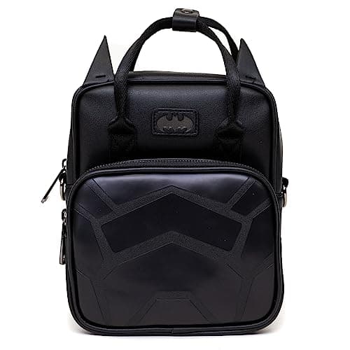 Image of DC Comics Bag, Crossbody, Batman Embossed Armor Texture Black, Vegan Leather
