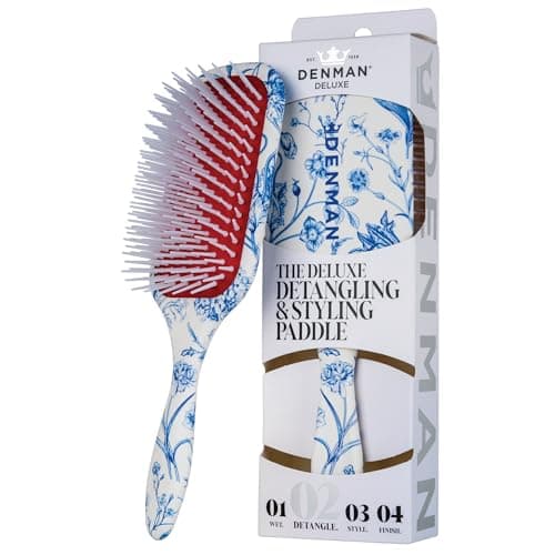 Image of Denman Detangling & Styling Paddle Hairbrush For Wet Or Dry Hair - Curly, Coily, Straight, Thick & Long, Ideal for Women & Men, D38- Blue Belle