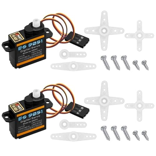 Image of EMAX ES9051 II Micro Digital Servo, 4.3g Ultra-Mini High Speed Servo for RC Models, Robot Arm, STEM Education & Raspberry Pi Projects (2 Pack)