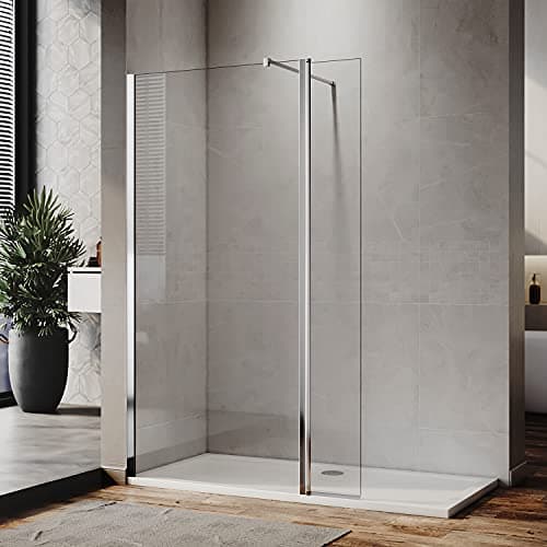 Image of ELEGANT 900mm Walk in Wetroom Shower Enclosure 8mm Easy Clean Glass Screen Panel with 300mm Return Panel