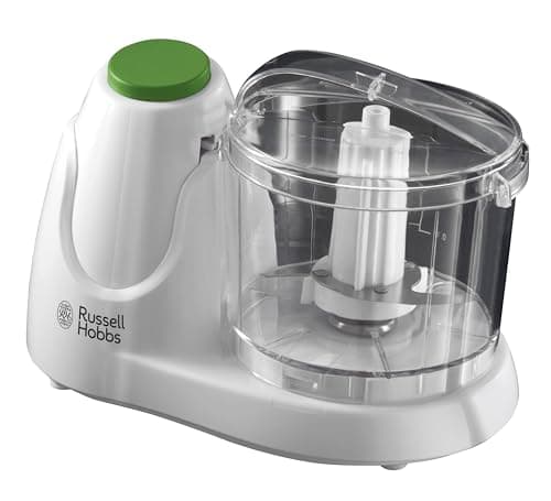 Image of Russell Hobbs Food Collection Electric Mini Chopper, Dices & Purees Fruit & Vegetables - recipes included, 500ml, Removable dishwasher-safe bowl, lid & blade, Simple one-button operation, 75W, 22220