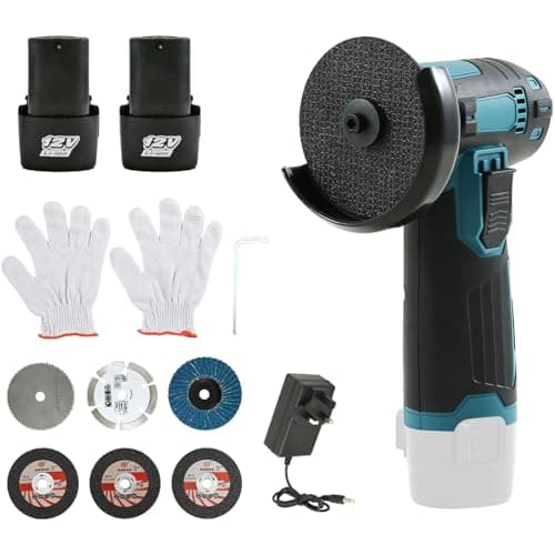 Image of cupeohome 12V Mini Cordless Angle Grinder with 6 Cutting Discs and 2pcs Batteries, 19500RPM, Battery Powered 76mm Mini Angle Grinder Tool for Cutting Polishing and Sharpening