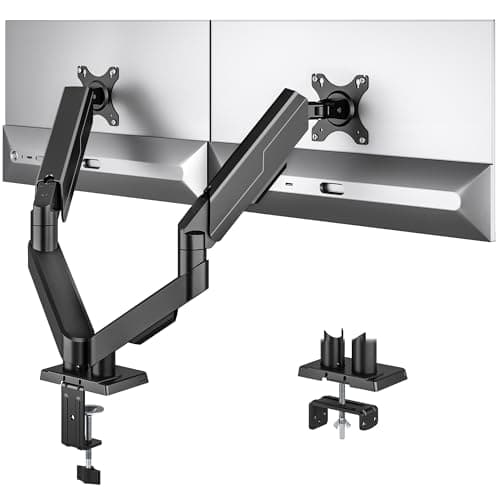 Image of TVON Dual Monitor Arm for 17 to 35 Inch Screens, Double Monitor Stand Desk Mount for Curved Flat Screens, Height Adjustable with Tilt Swivel Rotate, Home Office Gaming, VESA 75/100mm Max Load 10kg