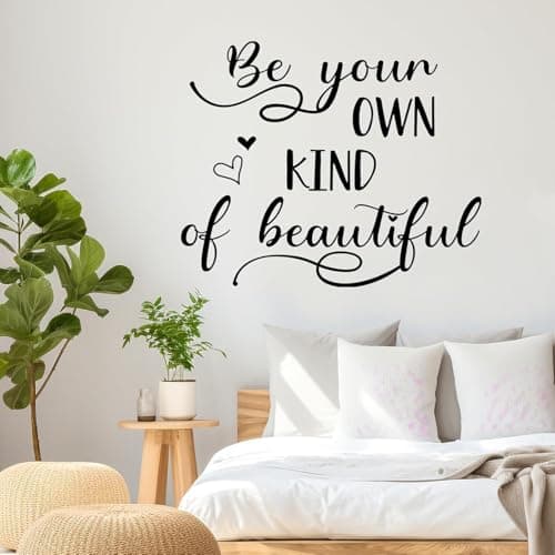 Image of STNRST-IN Be Your Own Kind of Beautiful Quote Wall Stickers, Inspirational Vinyl Wall Art Decal, Motivational Saying Home Decor Wallpaper for Bedrooms Living Room Office Bathroom (Black)