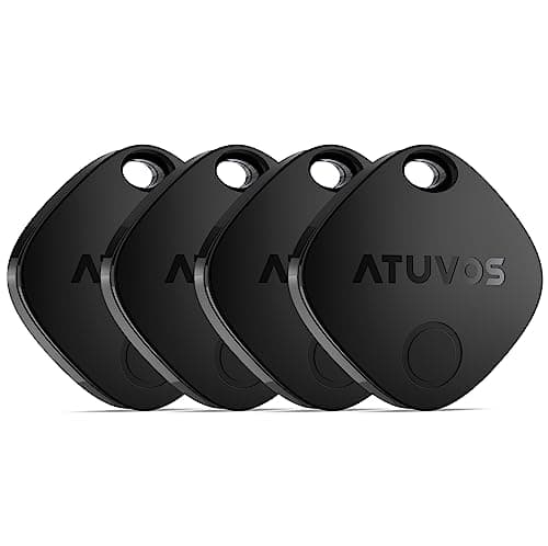 Image of ATUVOS Air Tags - 4 Pack,Tracker Bluetooth Item Finder, Compatible with Apple Find My (iOS Only), Replaceable Battery, IP67 Waterproof, for Keys, Luggages, Suitcases, Bags, Black