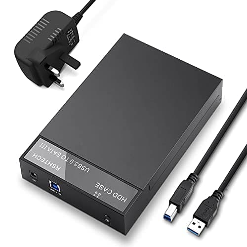 Image of RSHTECH Hard Drive Enclosure, External USB 3.0 to SATA HDD Caddy Portable Disk Case for 2.5 3.5 inch SATA I/II/III HDD SSD, Support UASP & 16TB Drives (Black)