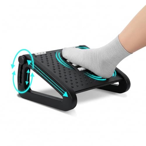 Image of Ergonomic FootRest with Massage Rollers – Adjustable Under Desk Foot Support for Office & Home, Improves Posture & Circulation, Reduces Back, Leg & Foot Fatigue, Non-Slip, 6-Level Height & Tilt