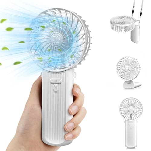 Image of Hand Held Fan, Portable Handheld USB Rechargeable Fans with 4 Speeds, Personal Battery Powered Mini Desk Desktop Fan, Small Electric Hand Fan Folding for Home Office Indoor Outdoor Travel (White)