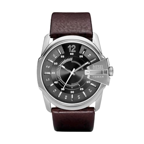 Image of Diesel Watch for Men Master Chief, Three Hand Movement, 46 mm Silver / Steel Stainless Steel Case with a Leather Strap, DZ1206