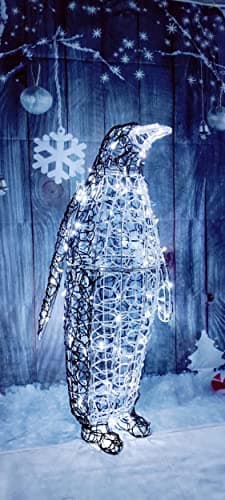 Image of Premier Soft Acrylic LED Christmas Penguin White LED Light Up Festive Garden Figure 90cm