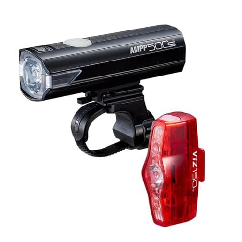Image of CatEye Ampp 500S / Viz 150 Bicycle Front & Rear Light Set - LED OptiCube Technology Front Light - IPX4 Waterproof Rated - FlexTight Easy Fit Bracket - USB Rechargeable