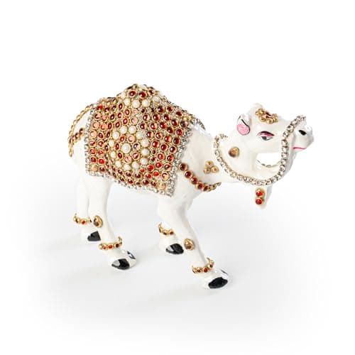 Image of Tarini Gallery Minakari Colorful Statue Camel Sculpture Handcrafted Murti Idol for Temple Home Office Decoration and Gifting (White Camel)