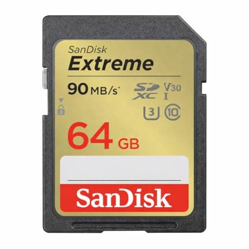 Image of SanDisk Extreme 64GB SDXC Memory Card up to 90MB/s, Class 10, U3, V30