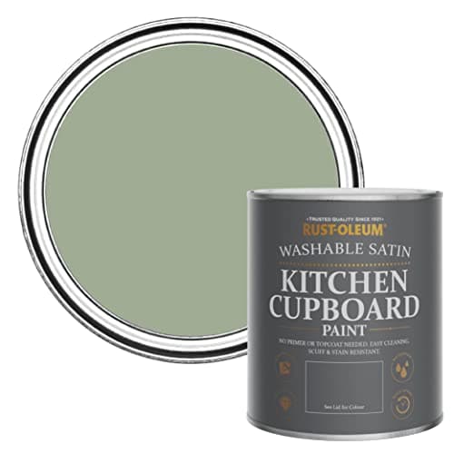 Image of Rust-Oleum Green Scrubbable Kitchen Cupboard Paint in Satin Finish - Bramwell 750ml