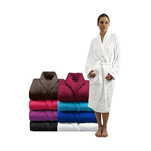 Image of Zuper Duper Towel Bathrobe And Shawl Dressing Gown 100% Egyptian Luxury Cotton – Terry Spa Robe Women Men For Holiday Shower & Hotel (L-XL, White)