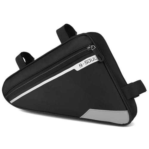 Image of DiULi Waterproof Bike Frame Bag with Reflective Strip, Large Capacity 29x20x5cm Bicycle Triangle Bag with Rear Mesh Pocket, Cycling Frame Storage Pouch for Mountain Road Bike - Black