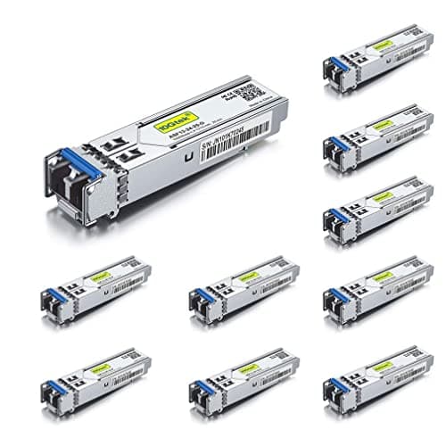 Image of [10 Pack] 1G SFP LX LC Singlemode Module 10km, 1000Base-LX Mini-Gbic Transceiver Compatible for Cisco GLC-LH-SMD, Meraki, Ubiquiti UniFi UF-SM-1G, Mikrotik, Netgear, D-Link, TP-Link, Zyxel and more