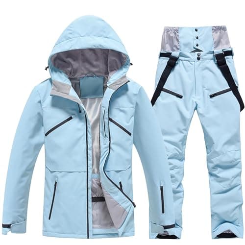Image of Generisch Men's Ski Jacket Trousers Set Windproof Insulated Snowsuit for Winter Snowboarding Skiing, blue, 3XL