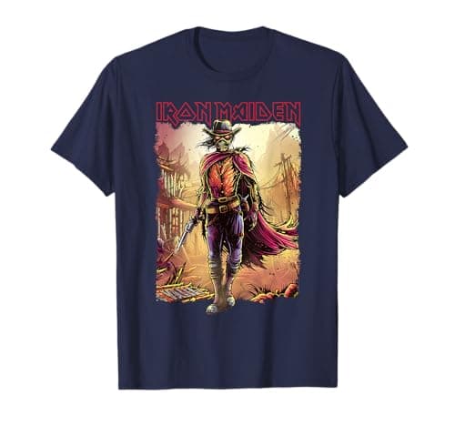 Image of Iron Maiden Piece of Mind Graphic Novel Stranger Navy T-Shirt