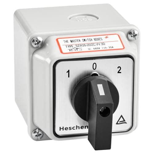 Image of Heschen Universal Rotary Cam Selector Changeover Switch, SZW26-20/ZC.VV.3D, 660V 20A, ON-OFF-ON 3 Position, 3 Phase, 12 Terminals, CE, with Master Switch Exterior Box
