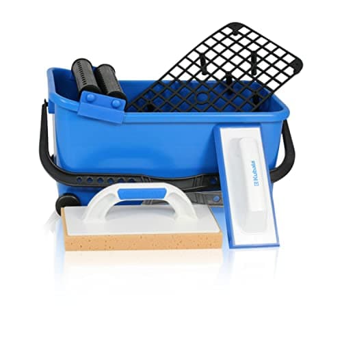 Image of Professional Wash Boy Tile Cleaning Set Kit with Bucket, Floor Grate, Float with Grouting Tiling Sponge, and Accessories for DIY or Pro Contractor Installs, Glazing, and Cleaning.