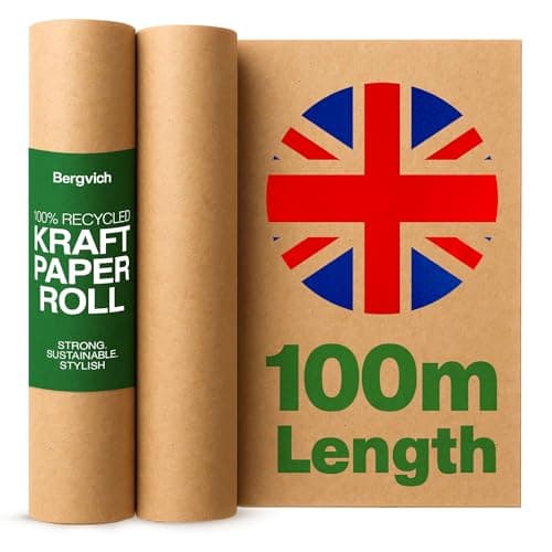 Image of Brown Paper Roll for Wrapping, Packing & Crafts – 750mm x 100m Kraft Paper, Brown Wrapping Paper for Parcels, Craft Paper, Parcel, Backing, Packaging, Made in UK - Bergvich