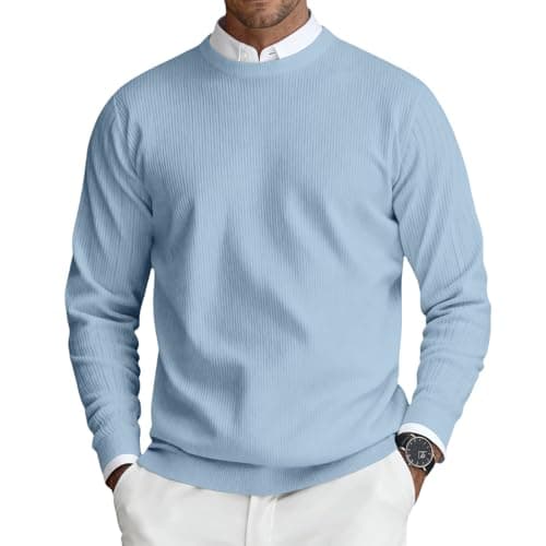 Image of Men's Jumper Mens Sweaters Crew Neck Jumpers Knitted Pullover Men Soft Sweater Lightweight Classic Jumperss Long Sleeve Sweatshirts 01-Dark Blue 3XL