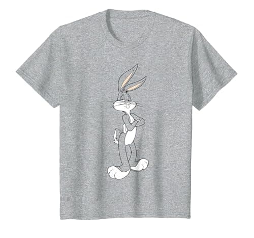 Image of Looney Tunes Bugs Bunny Cross Arms Pose T-Shirt, Youth, Heather Grey, Medium