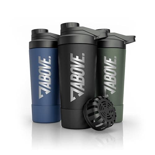 Image of ABOVE. Stainless Steel Protein Shaker 750ml – BPA-Free & Vacuum Insulated: Keeps 12H Hot/Cold – 100% Leakproof Lid & Engraved Scale – Durable & Long-Lasting – Dishwasher Safe up to 45°C (Black)