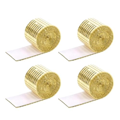 Image of 6400PCS Mirror Mosaic Tiles,Mini Mirror Strips Self Adhesive Craft Mosaic Tiles,Disco Ball Stickers,Glass Mosaic Tiles,5 * 5mm Disco Ball Stickers for DIY Craft Wall Decoration (Golden)